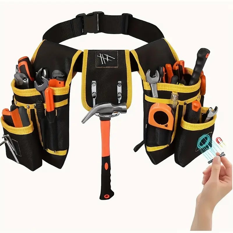 26-Pocket Magnetic Tool Belt – Adjustable Multi-Functional Work Waist Bag
