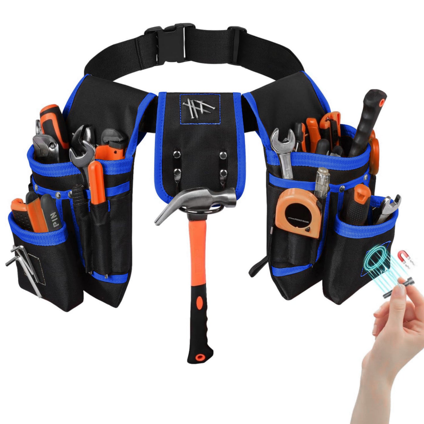26-Pocket Magnetic Tool Belt – Adjustable Multi-Functional Work Waist Bag